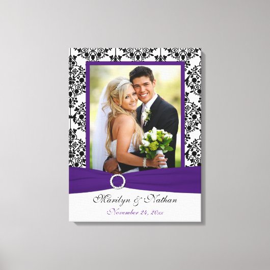 Paars, zwart, wit, Damask Wedding Canvas Afdruk (Voorkant)