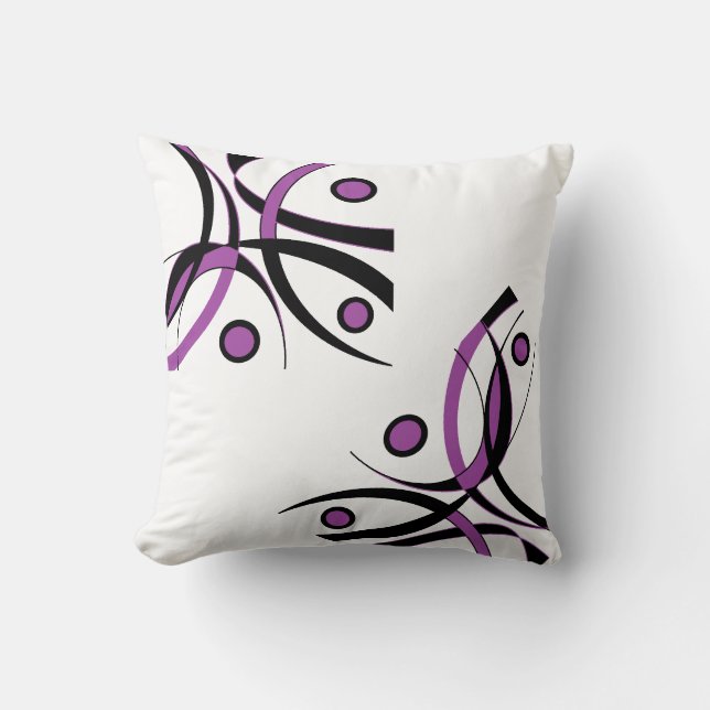 Paars zwart wit design kussen (Voorkant)