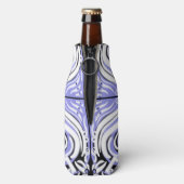 Paars Zwart Wit Gebogen Abstract Patroon Flesjeskoeler (Fles Achterkant)