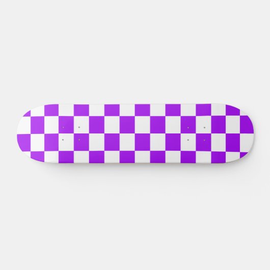 Paars zwart-wit gecheckt skateboard deck (Horizontaal)