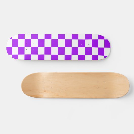 Paars zwart-wit gecheckt skateboard deck (Horizontaal)