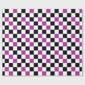Paars Zwart Wit Geruit Patroon Ontwerp Cadeaupapier (Vlak)