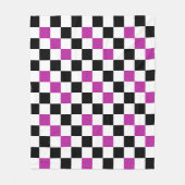 Paars Zwart Wit Geruit Patroon Ontwerp Fleece Deken (Voorkant)
