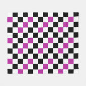 Paars Zwart Wit Geruit Patroon Ontwerp Fleece Deken (Voorkant (Horizontaal))