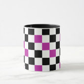 Paars Zwart Wit Geruit Patroon Ontwerp Mok (Midden)