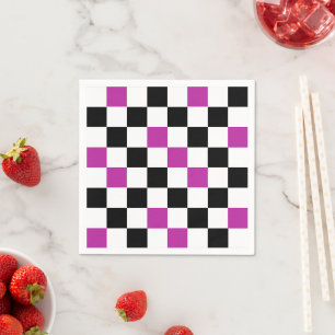 Paars Zwart Wit Geruit Patroon Ontwerp  Servet
