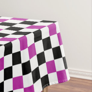 Paars Zwart Wit Geruit Patroon Ontwerp  Tafelkleed