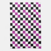 Paars Zwart Wit Geruit Patroon Ontwerp  Theedoek (Verticaal)