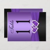 Paars, zwart-wit met hartslag Tabelnummer na Kaart (Voorkant / Achterkant)