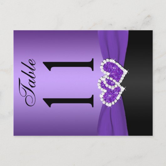 Paars, zwart-wit met hartslag Tabelnummer na Kaart (Voorkant)