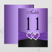 Paars, zwart-wit met hartslag Tabelnummer na Kaart (Voorkant / Achterkant)