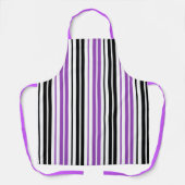 Paars Zwart Wit Strepen Patroon Ontwerp Schort (Voorkant)