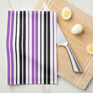 Paars Zwart Wit Strepen Patroon Ontwerp Theedoek