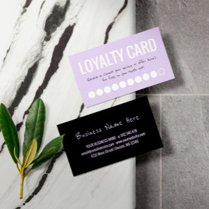 Paars Zwart Wit Tien Bezoeken Loyalty Stempelkaart