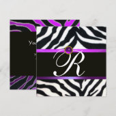 PAARS ZWART WIT ZEBRA FUR MONOGRAM , amethist Kaart (Voorkant / Achterkant)