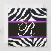 PAARS ZWART WIT ZEBRA FUR MONOGRAM ,amethyst Kaart (Voorkant)