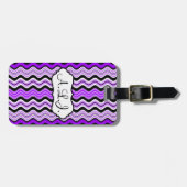 Paars, zwart, witte strepen Bagagelabel (Voorkant horizontaal)