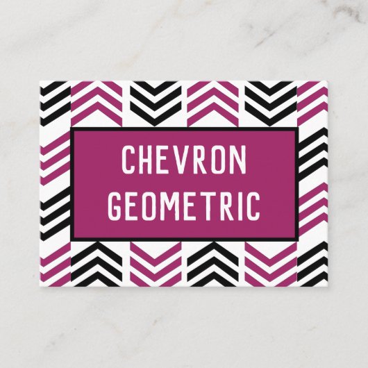 Paars Zwarte Chevron Geometrisch Visitekaartje (Voorkant)