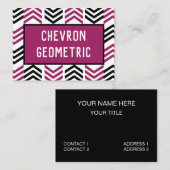 Paars Zwarte Chevron Geometrisch Visitekaartje (Voorkant / Achterkant)
