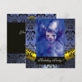 Paars, ZWARTE DAMASKMONOGRAM blauwe topaz Kaart (Voorkant / Achterkant)