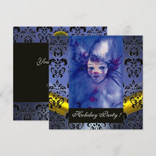 Paars, ZWARTE DAMASKMONOGRAM blauwe topaz Kaart (Voorkant / Achterkant)