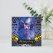 Paars, ZWARTE DAMASKMONOGRAM blauwe topaz Kaart (Staand voorkant)