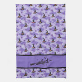 Paars - zwarte heks Petten en spinnen Theedoek (Verticaal)