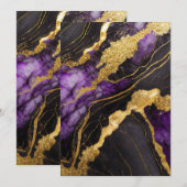 Paars Zwarte Marmer Patroon met Goud Kaart (Voorkant / Achterkant)
