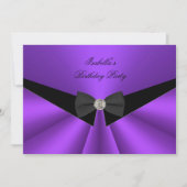 Paars zwarte Stropdas Birthday Party Diamond 2 Kaart (Voorkant)