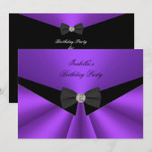 Paars zwarte Stropdas Birthday Party Diamond 2 Kaart (Voorkant / Achterkant)