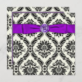 Paars Zwarte Stropdas Partij Zwarte Damaspartij Kaart (Voorkant / Achterkant)