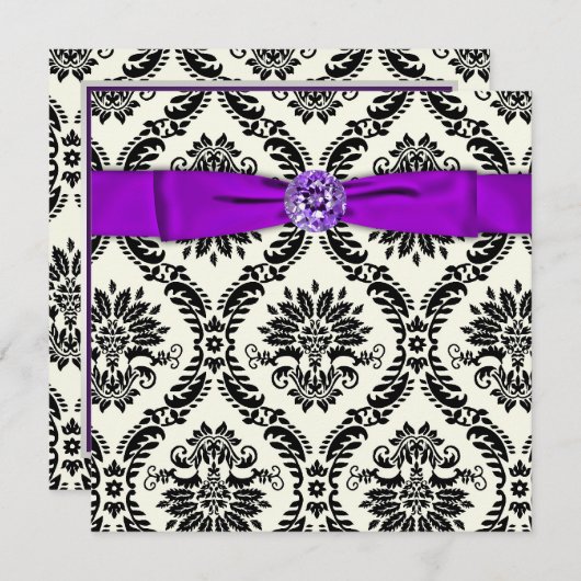 Paars Zwarte Stropdas Partij Zwarte Damaspartij Kaart (Voorkant / Achterkant)