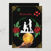 Paar's zwarte Valentijnsdag kaart (Voorkant / Achterkant)