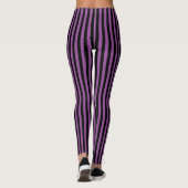 Paars zwarte verticale streep-halloween leggings (Achterkant)