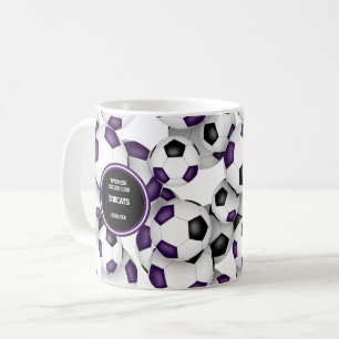Paars zwarte voetbalteamkleuren cadeau voor coach koffiemok