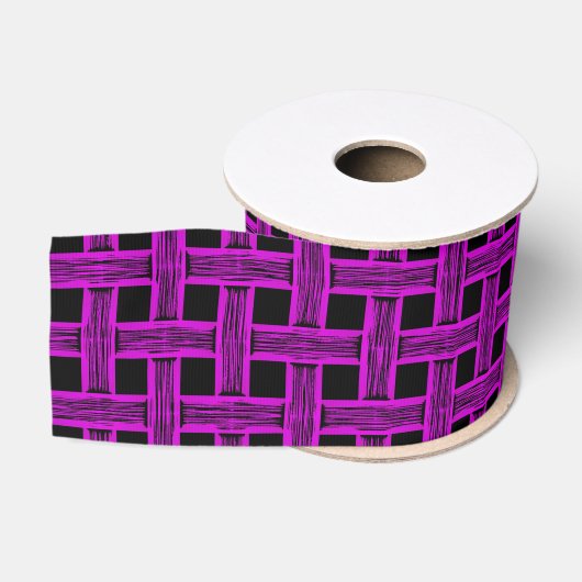 Paars Zwarte Weefstructuur Grosgrain Lint (Spoel)