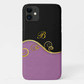 Paars-zwarte wervelkolom met initiaal Case-Mate iPhone case (Achterkant)