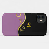 Paars-zwarte wervelkolom met initiaal Case-Mate iPhone case (Achterkant (horizontaal))