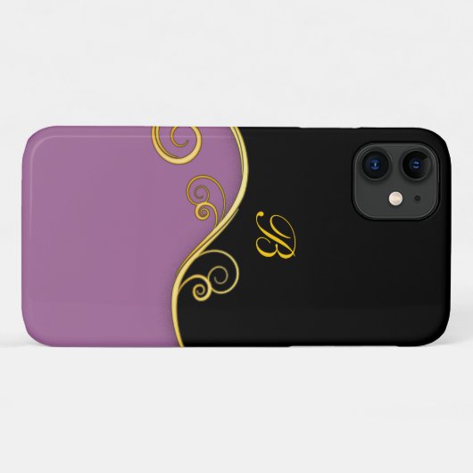 Paars-zwarte wervelkolom met initiaal Case-Mate iPhone case (Achterkant (horizontaal))