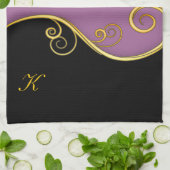 Paars-zwarte wervelkolom met Initiaal(s) Theedoek (Gevouwen)