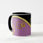 Paars-zwarte wervelkolom met monogram mok (Voorkant links)