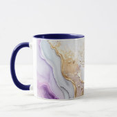 Paarsblauw goud waterverfwas met monogram mok (Links)
