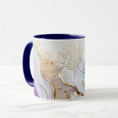 Paarsblauw goud waterverfwas met monogram mok (Voorkant links)