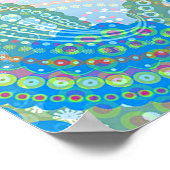 Paarsblauw Limegroen Paisley Bloemmotief Kunstpatr Poster (Hoek)