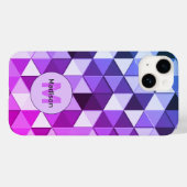 Paarsblauwe driehoek geometrie patroon Monogram Case-Mate iPhone Case (Achterkant (horizontaal))