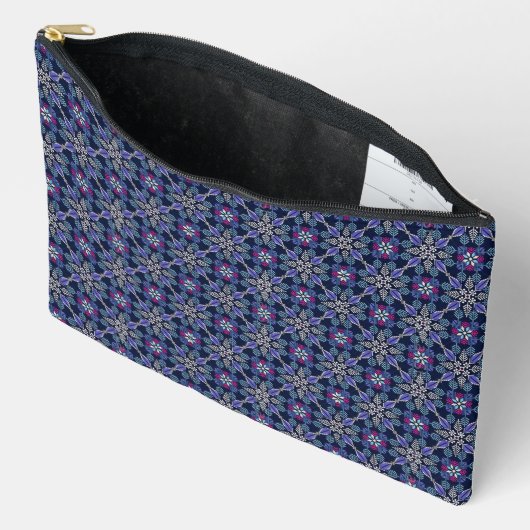 Paarsblauwe druppelprint cosmetische tas (Open)