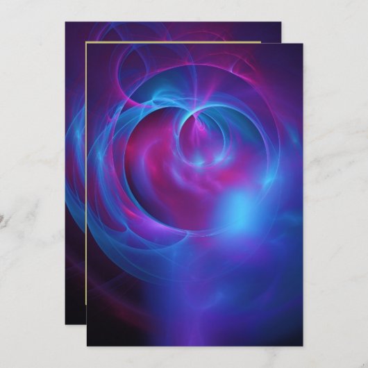Paarsblauwe en roze kosmische wervelende fractal b kaart (Voorkant / Achterkant)