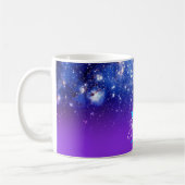 Paarsblauwe Glitterende Sterren Hemelse Ombre Mono Koffiemok (Links)
