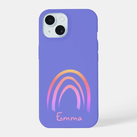 Paarsblauwe Regenboog Persoonlijk iPhone 15 Case (Achterkant)