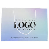 Paarsblauwe verloop aangepast bedrijfslogo bedrijf groot cadeauzakje (Achterkant)